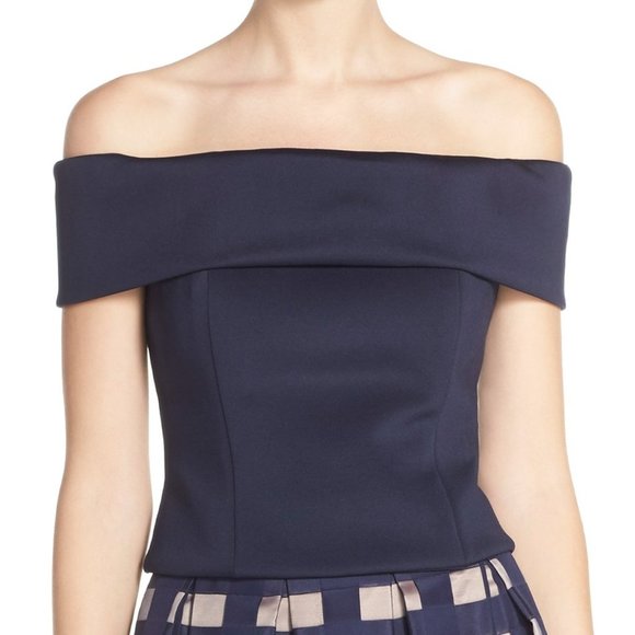 Eliza J Tops - Eliza J Off the Shoulder Navy Blue Blouse Top Size 12 New Without Tags NWOT